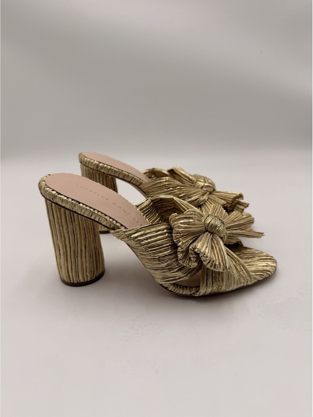 Loeffler Randall Womens Penny Pleated Bow Sandals - Gold Size 5.5B